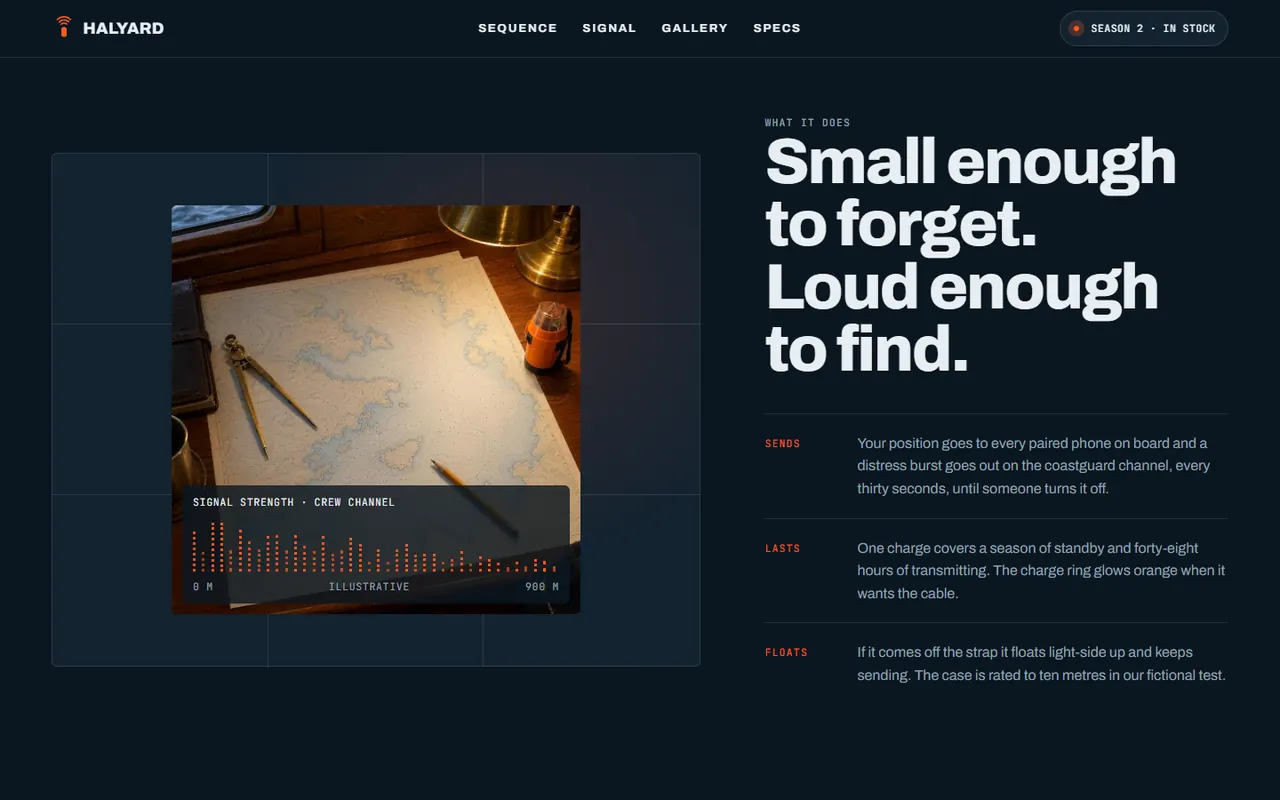 Screenshot of the What it does section of the Halyard site