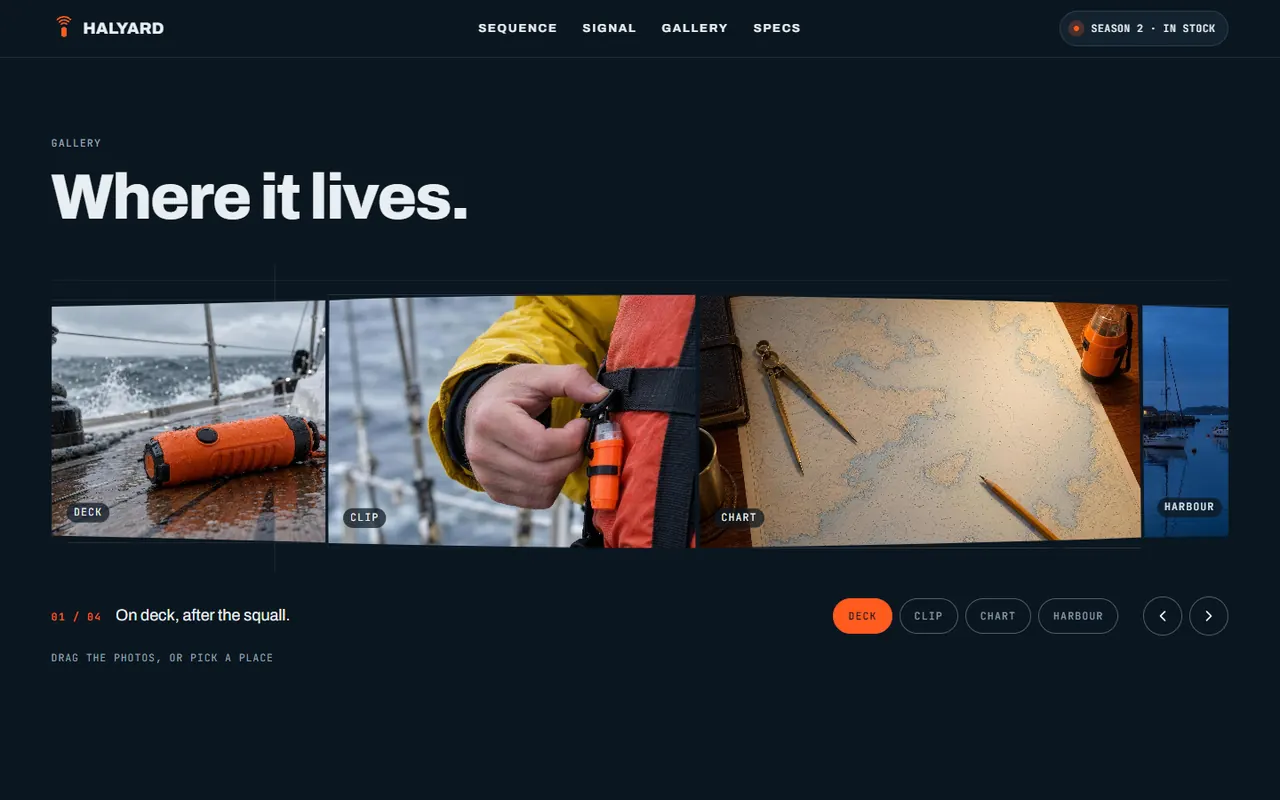 Screenshot of the Gallery section of the Halyard site