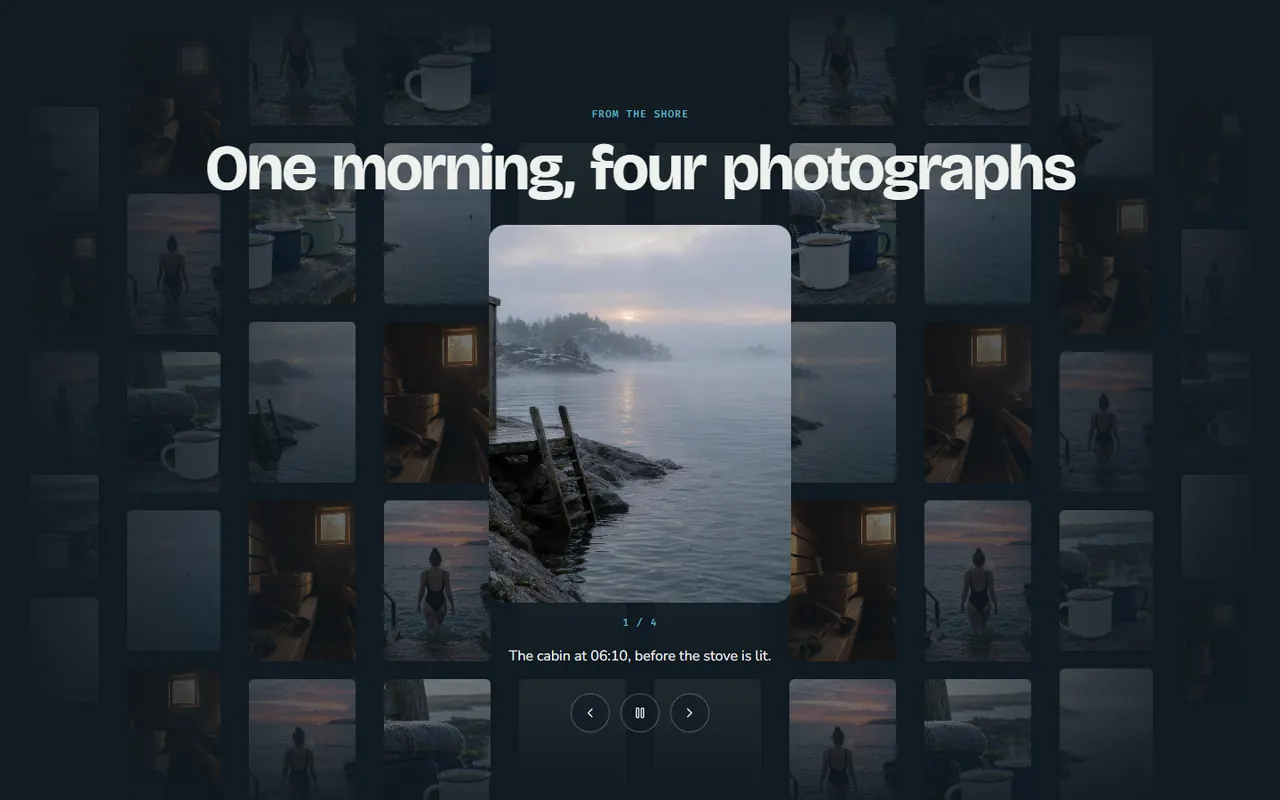 Screenshot of the Gallery section of the Brine site