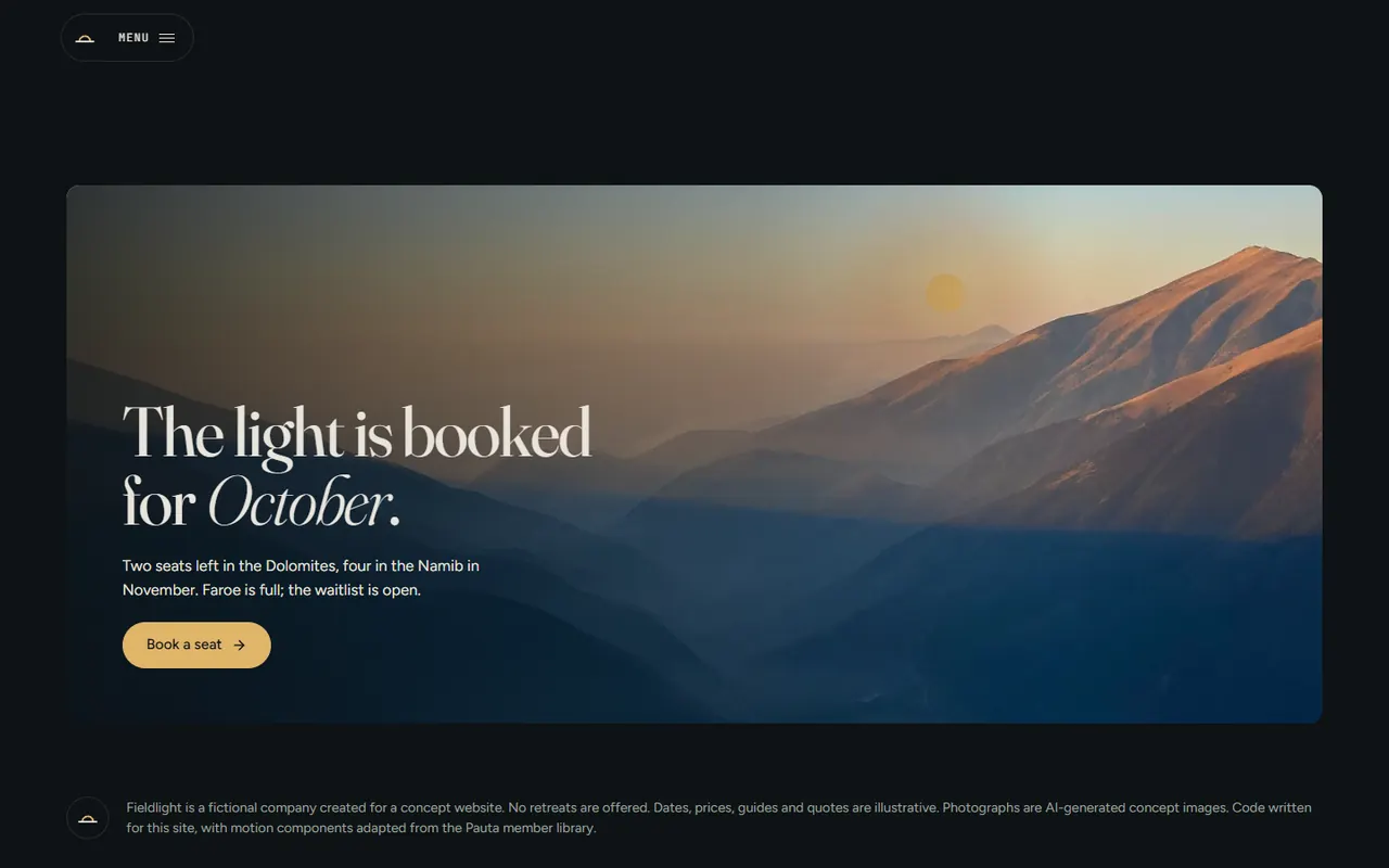 Screenshot of the Closing section of the Fieldlight site