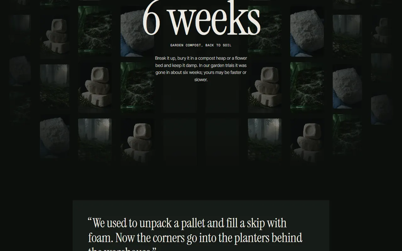 Screenshot of the Where it goes section of the Mycel site