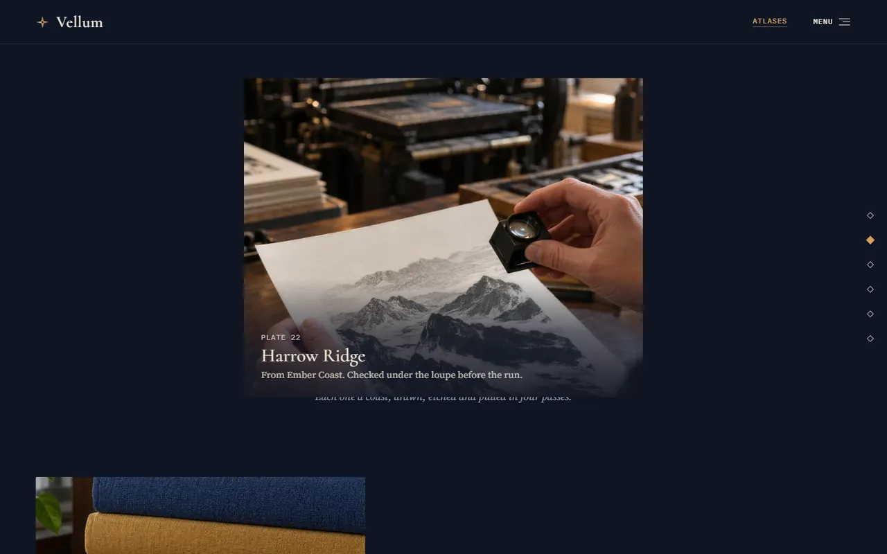 Screenshot of the The atlases section of the Vellum site