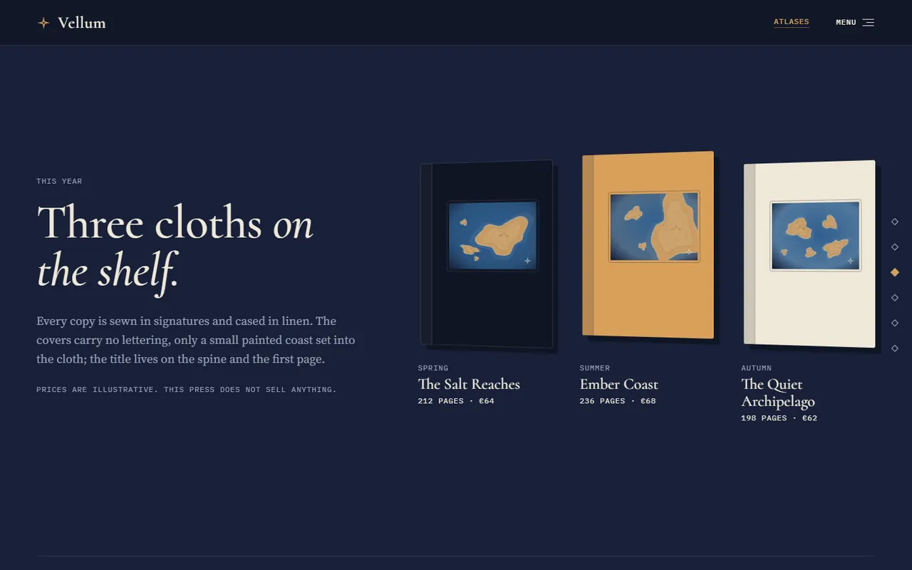 Screenshot of the This year section of the Vellum site