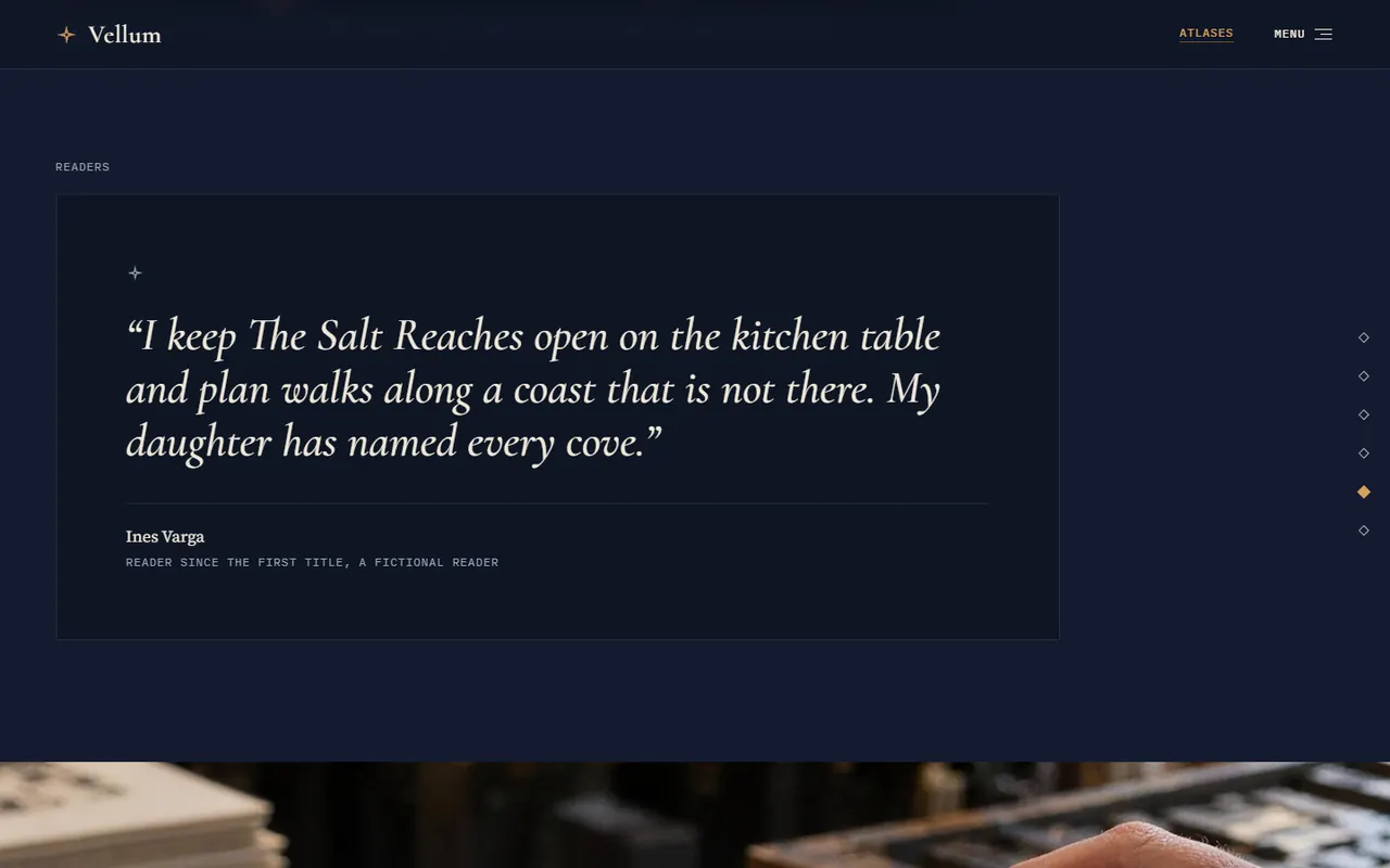 Screenshot of the Readers section of the Vellum site
