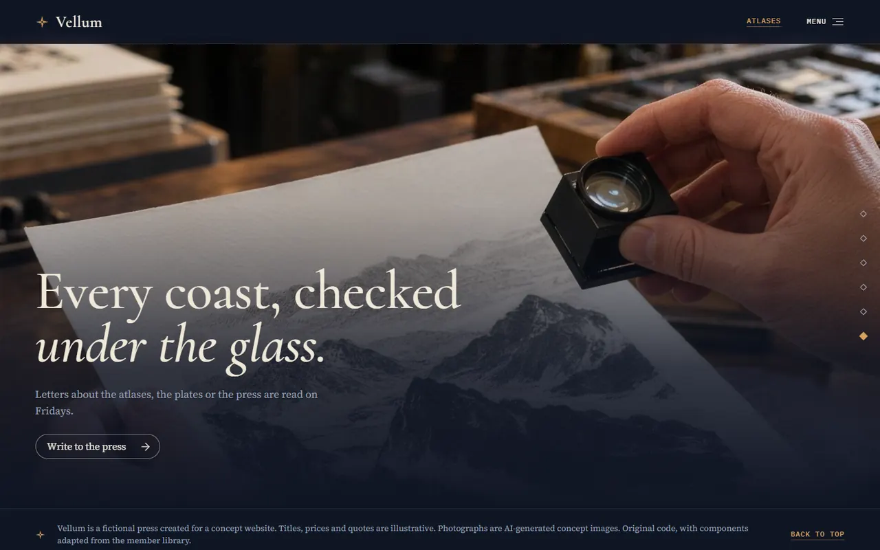 Screenshot of the Closing section of the Vellum site