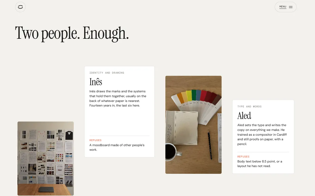 Screenshot of the Studio section of the Ostra site