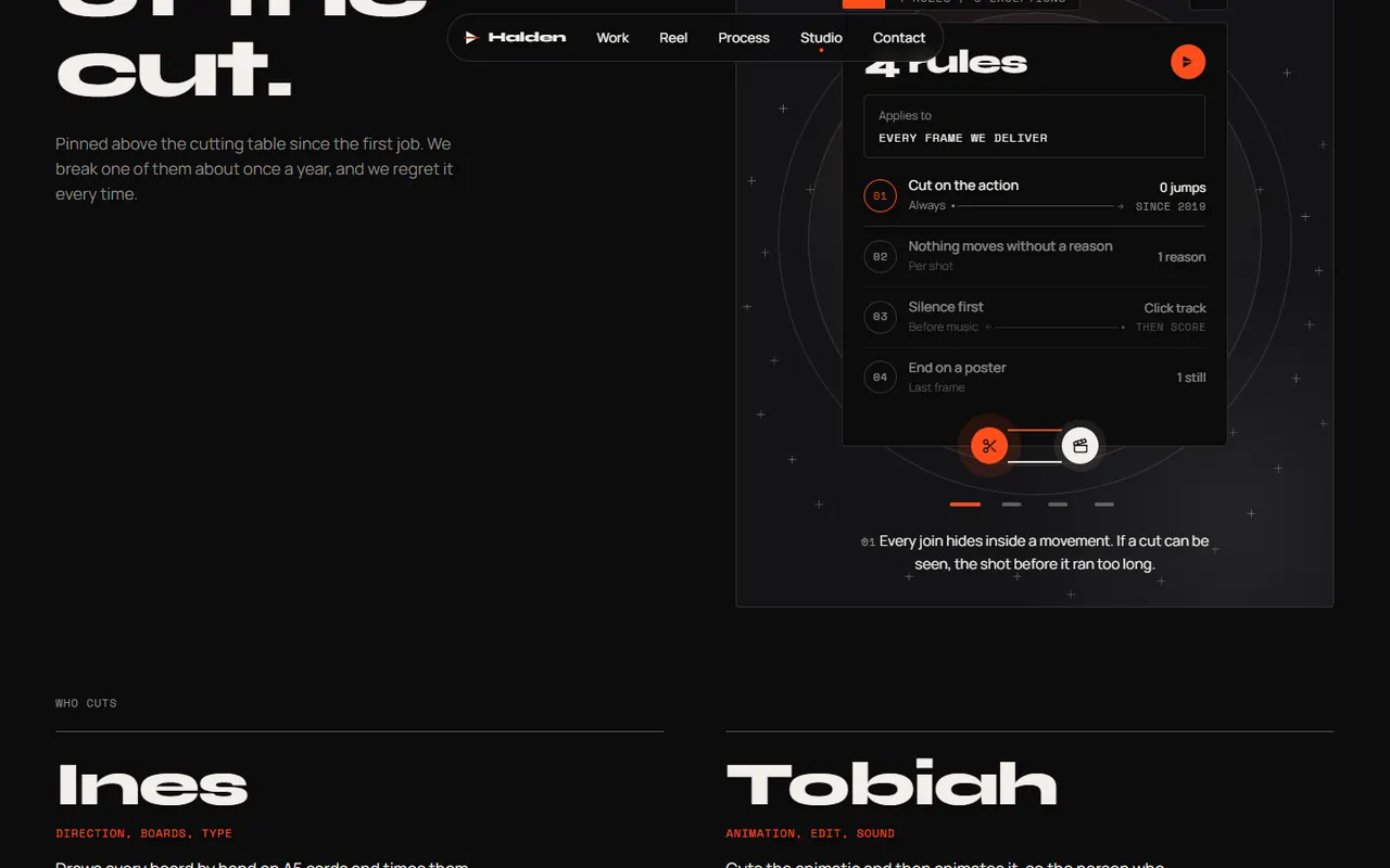 Screenshot of the Studio section of the Halden site