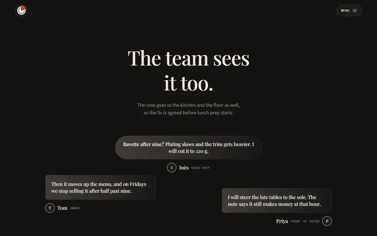 Screenshot of the The team section of the Meridian site
