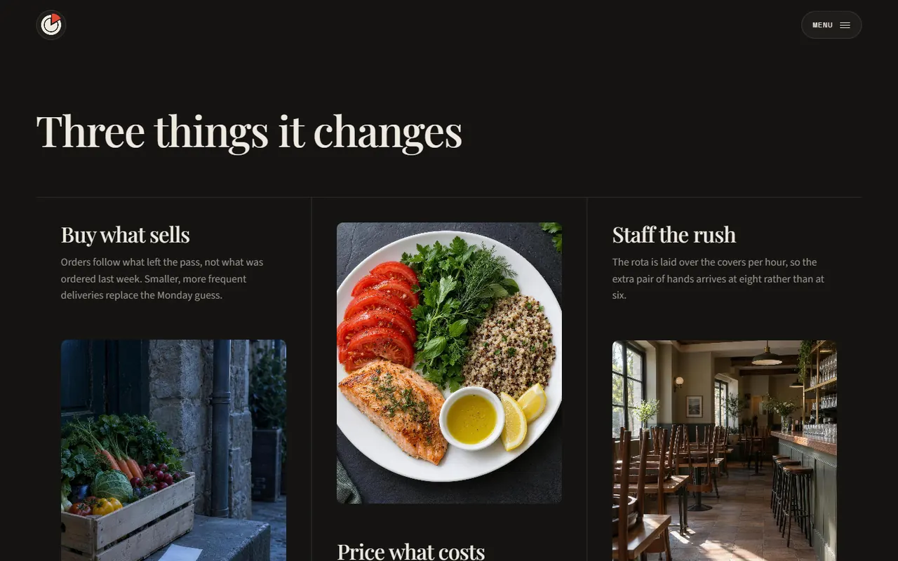 Screenshot of the Three things it changes section of the Meridian site