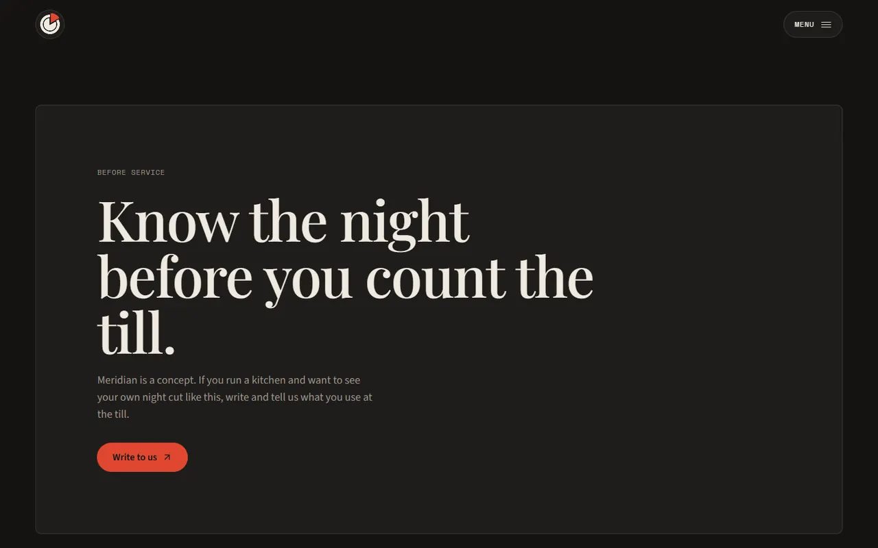 Screenshot of the Closing section of the Meridian site