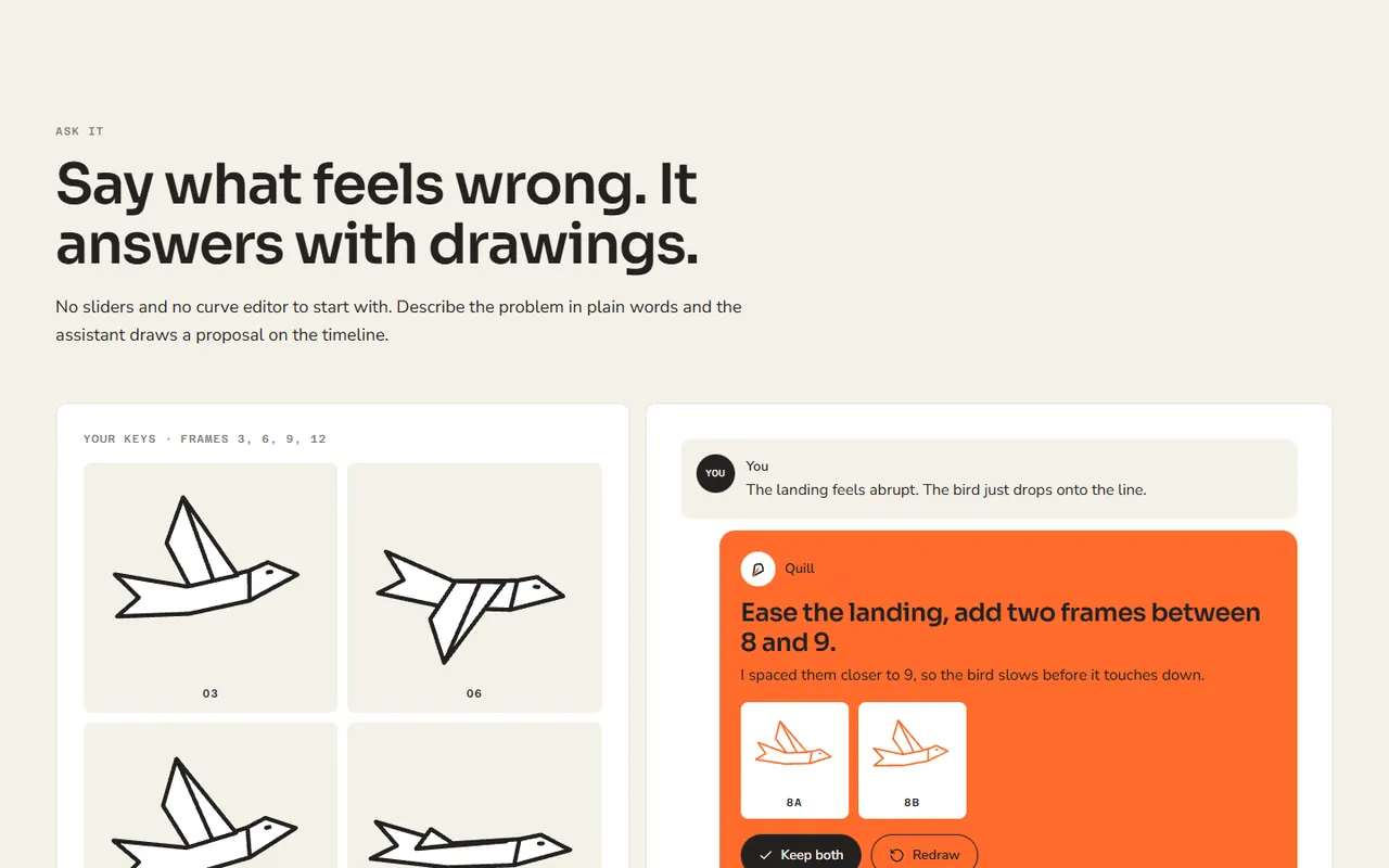 Screenshot of the Ask it section of the Quill site