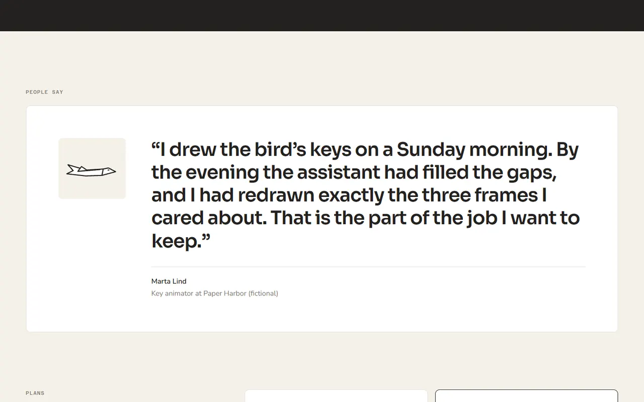 Screenshot of the People say section of the Quill site
