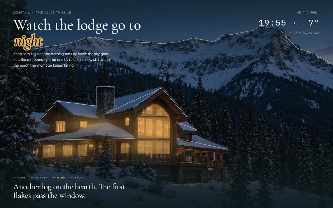 Screenshot of the Nightfall section of the Ridgeline site