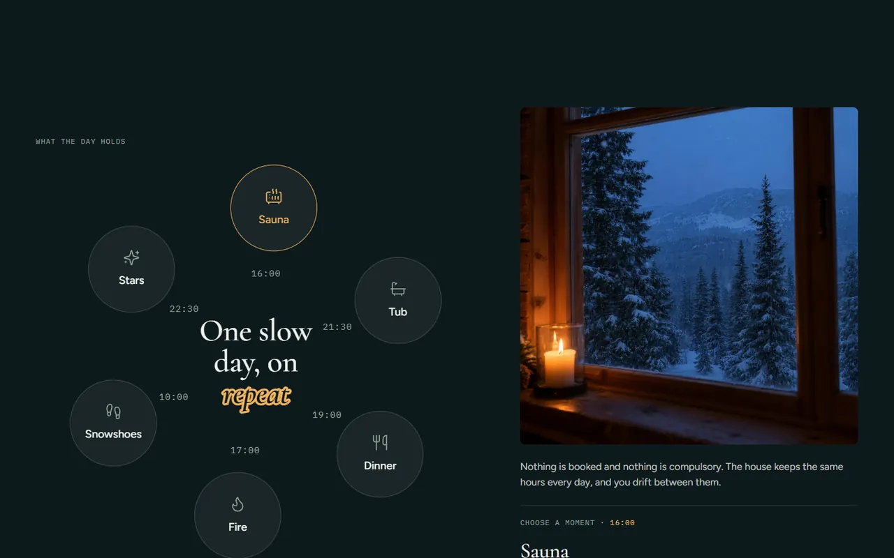 Screenshot of the What the day holds section of the Ridgeline site