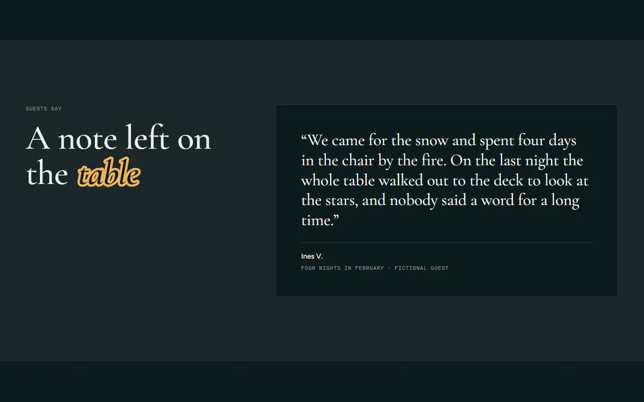 Screenshot of the Guests say section of the Ridgeline site