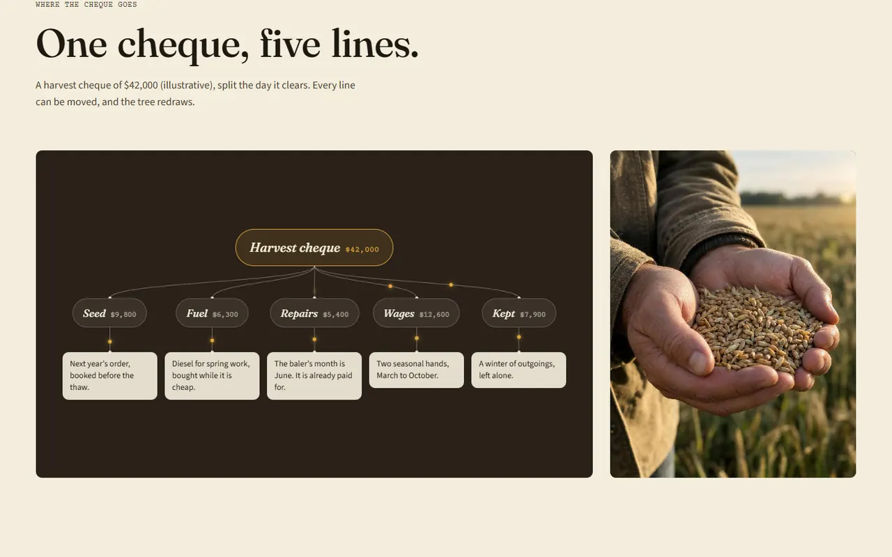 Screenshot of the The year at a glance section of the Grain site
